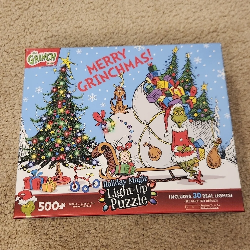 Dr. Seuss The Grinch Holiday Magic Merry Grinchmas Light-Up‎ Puzzle #CC